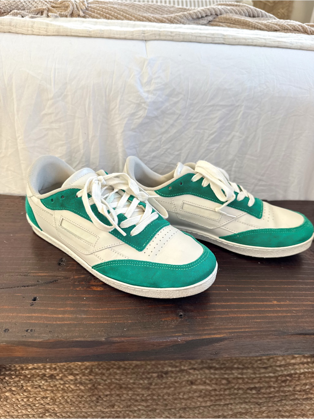 Woman’s Oliver Cabell White And Green European Sneakers